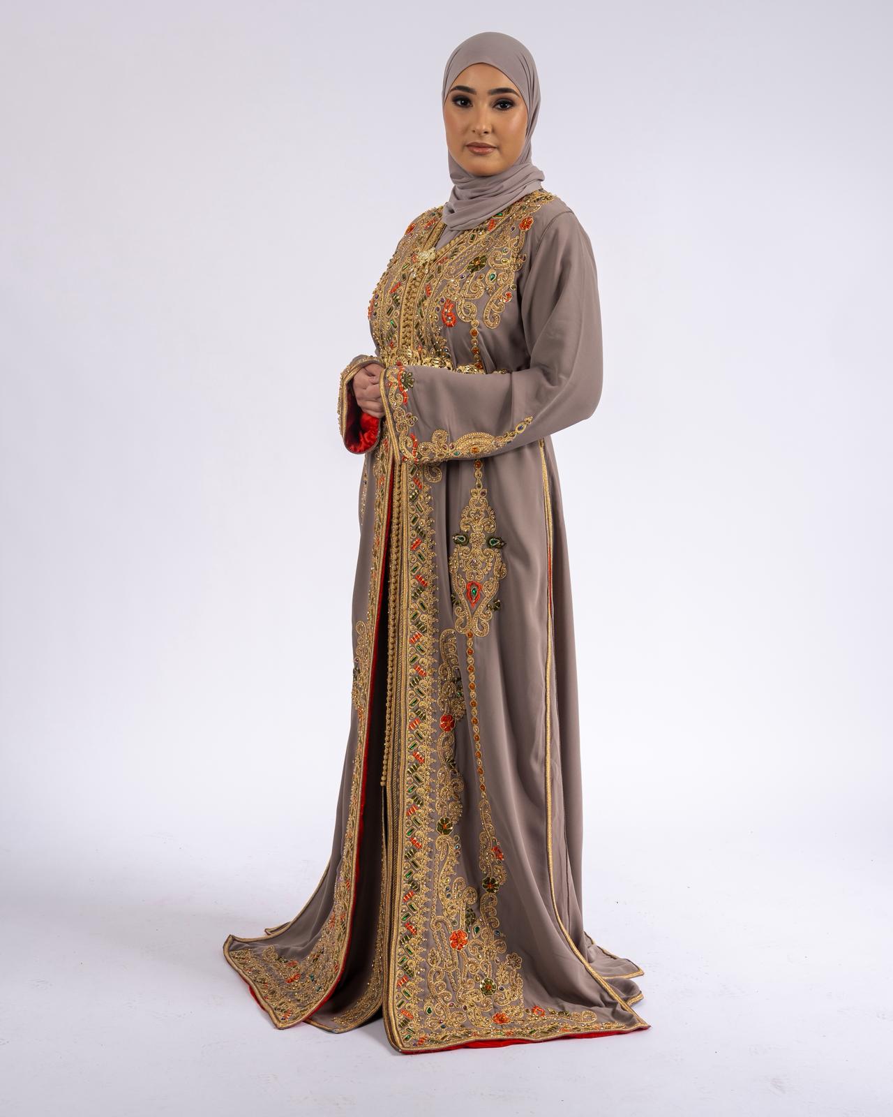 Royal Taupe Gold Takchita side view
