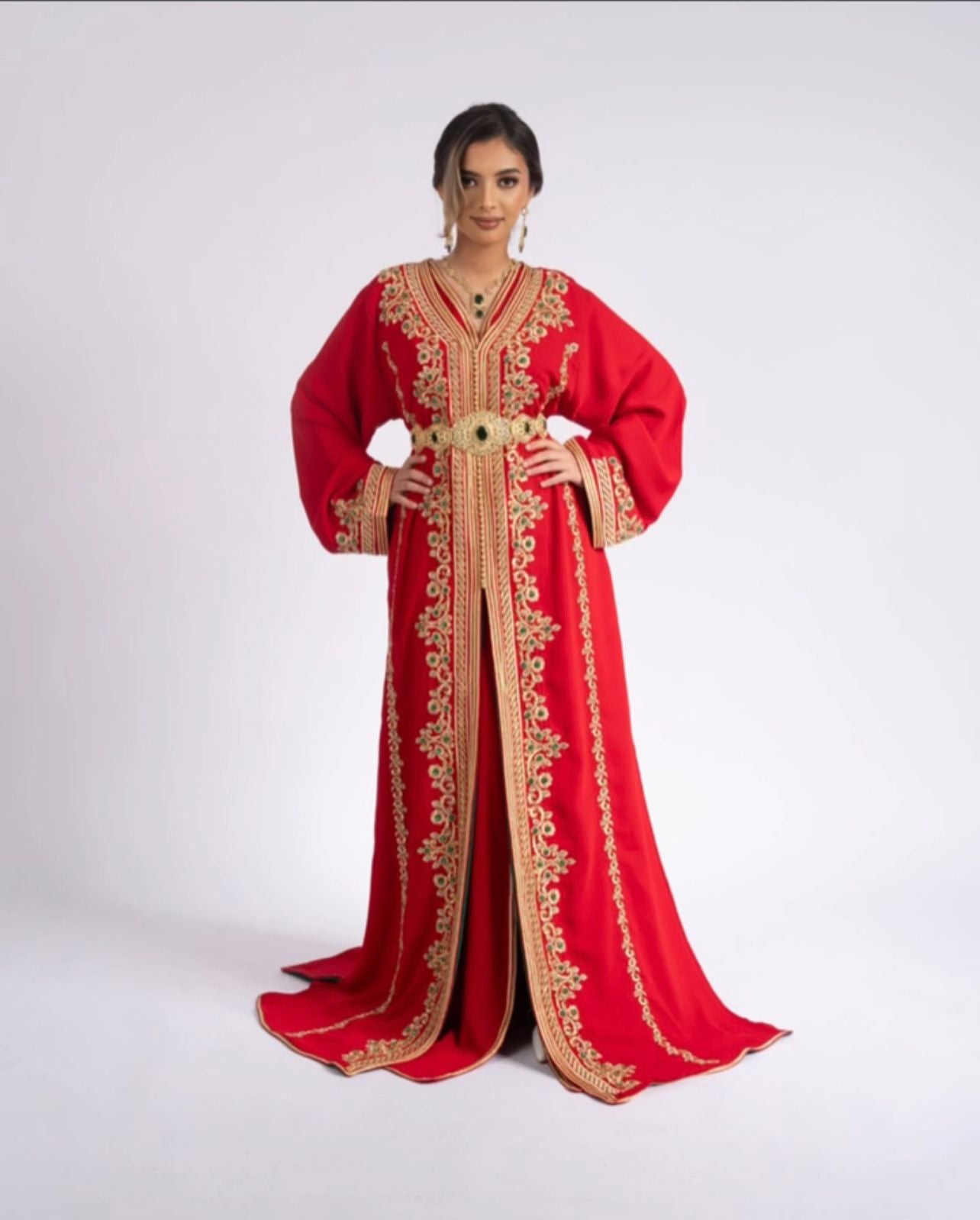 Royal Red Gold Takchita Front View