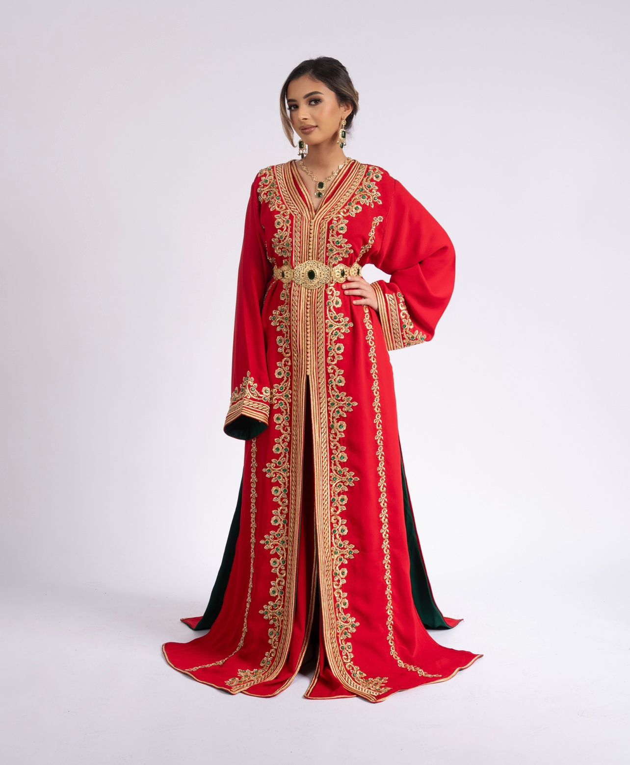 Royal Red Gold Takchita front view