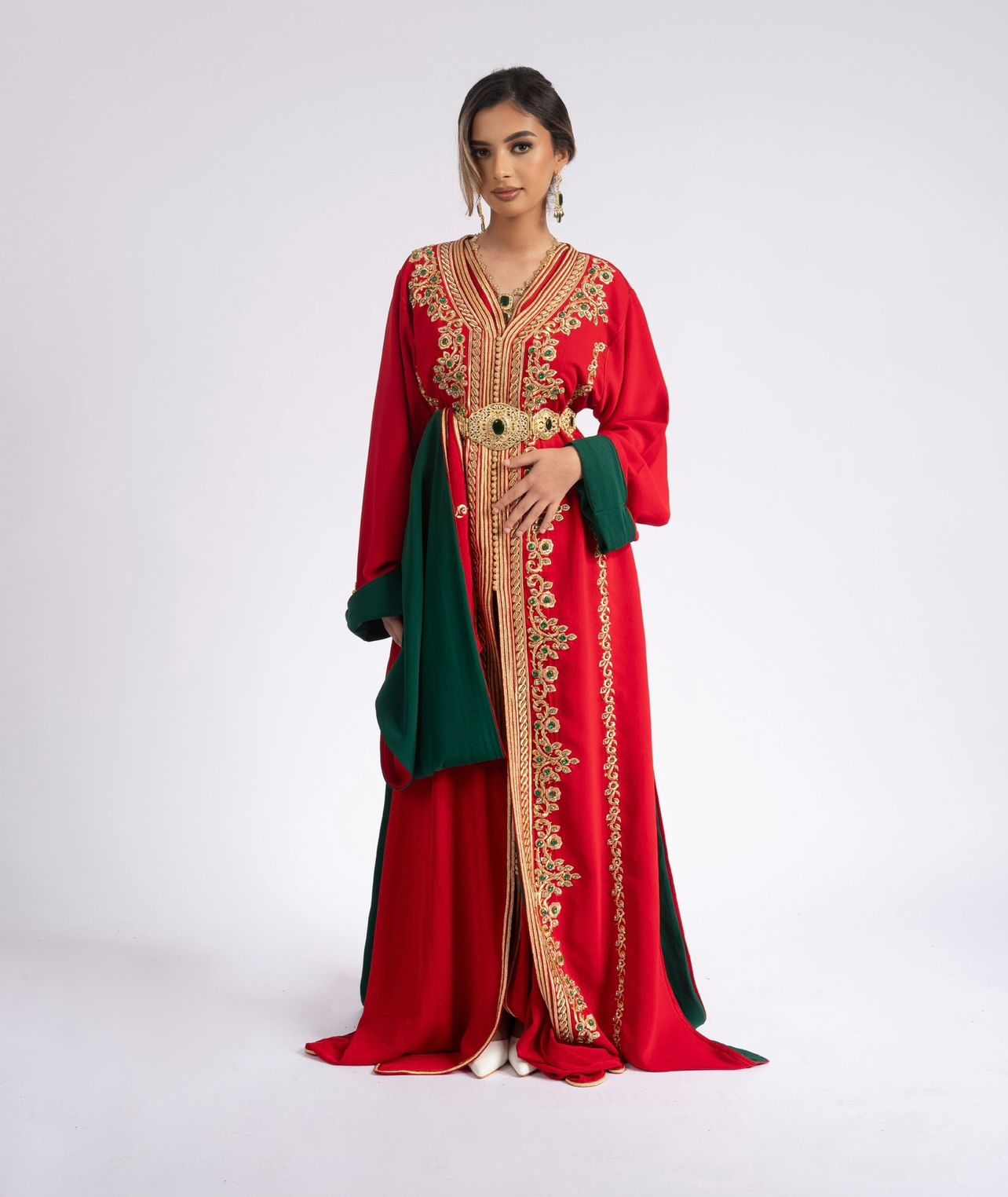 Royal Red Gold Takchita front view
