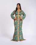 Royal Turquoise Gold Takchita Front View